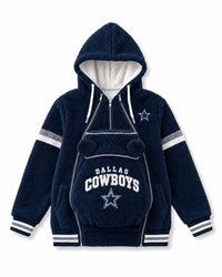 Dallas Cowboys Game Day Carrier Hoodie with zip-in baby pouch, front view
