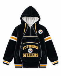 Pittsburgh Steelers Game Day Carrier Hoodie with zip-in baby pouch, front view