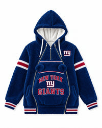 New York Giants Game Day Carrier Hoodie with zip-in baby pouch, front view