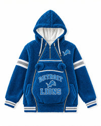 Detroit Lions Game Day Carrier Hoodie with zip-in baby pouch, front view