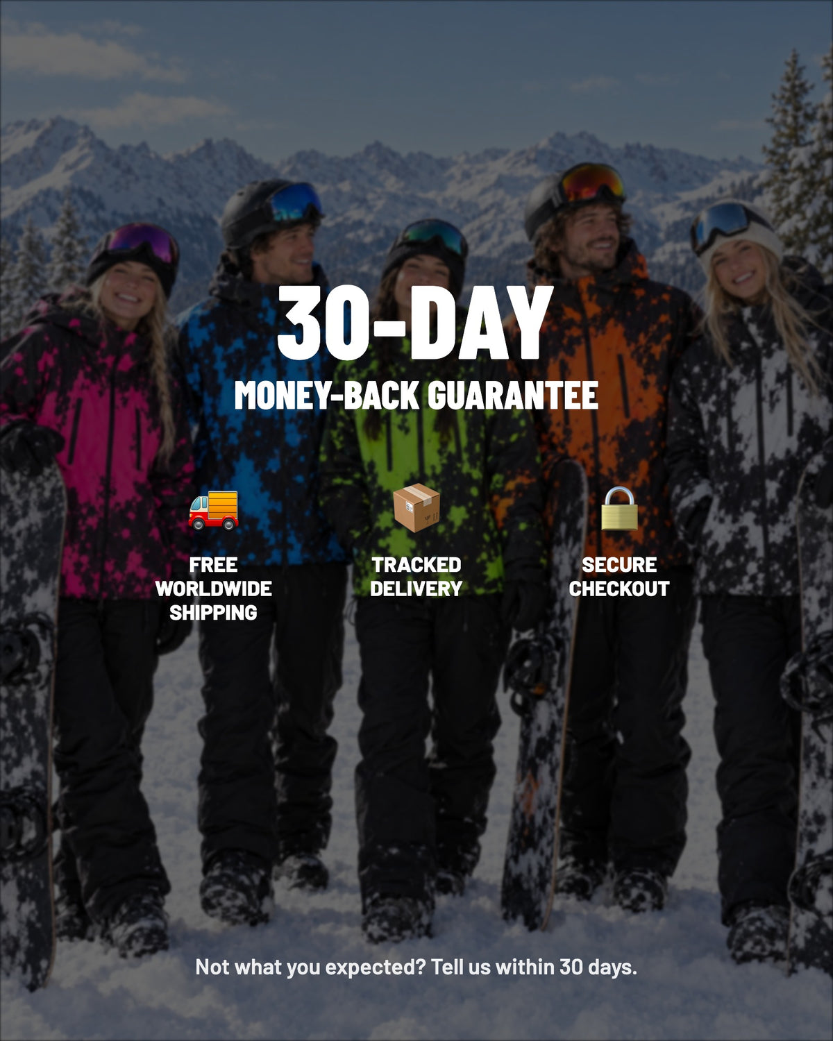 30-day money-back guarantee, free worldwide shipping, tracked delivery, secure checkout