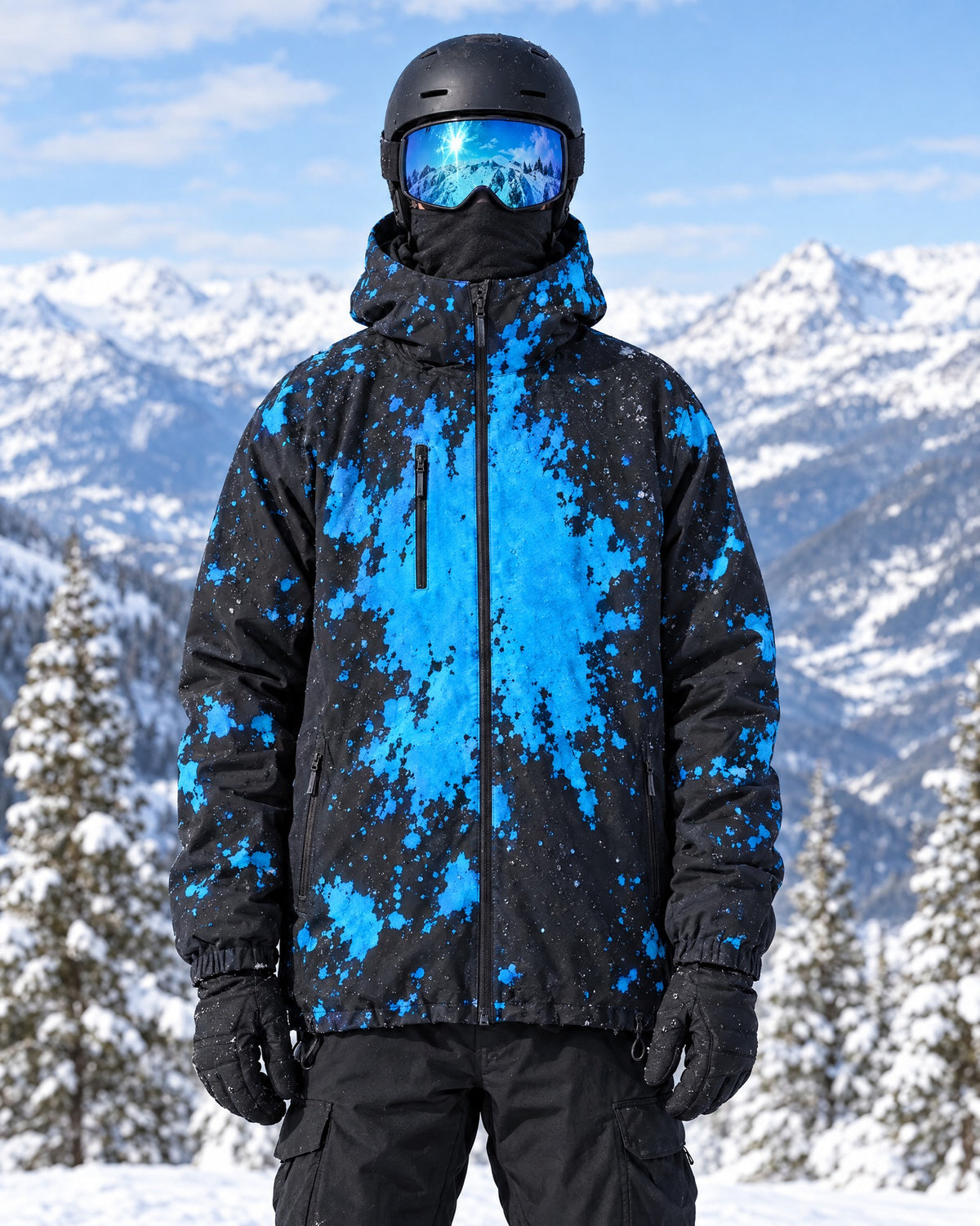 The same snowboarder with the Arctic Blue colour showing