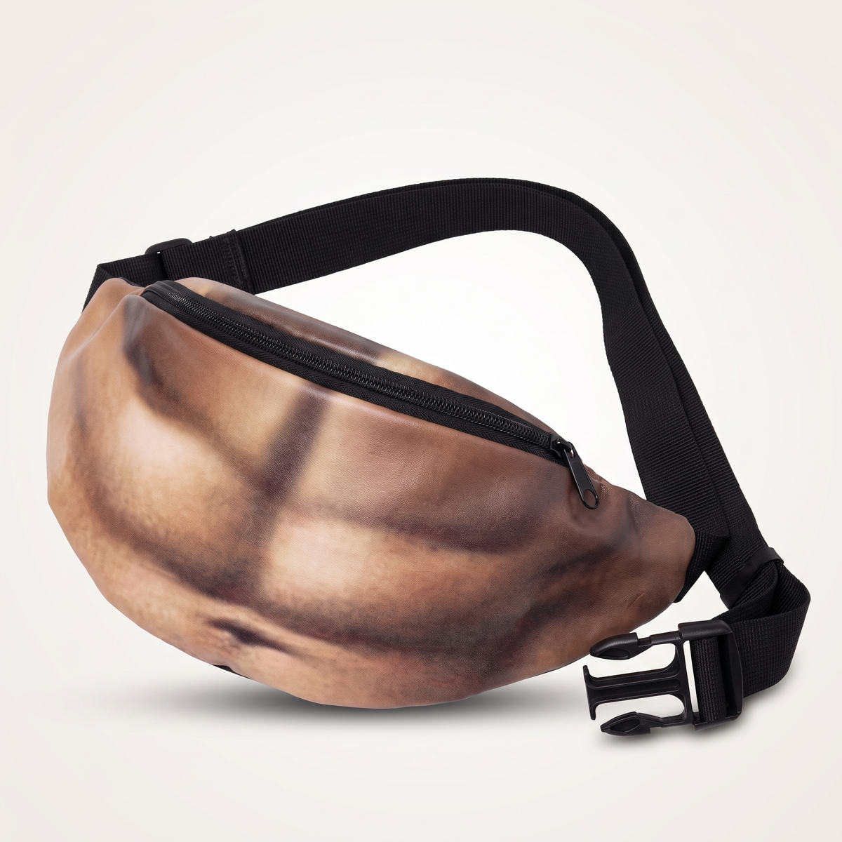 Hank bag, tan six pack abs print